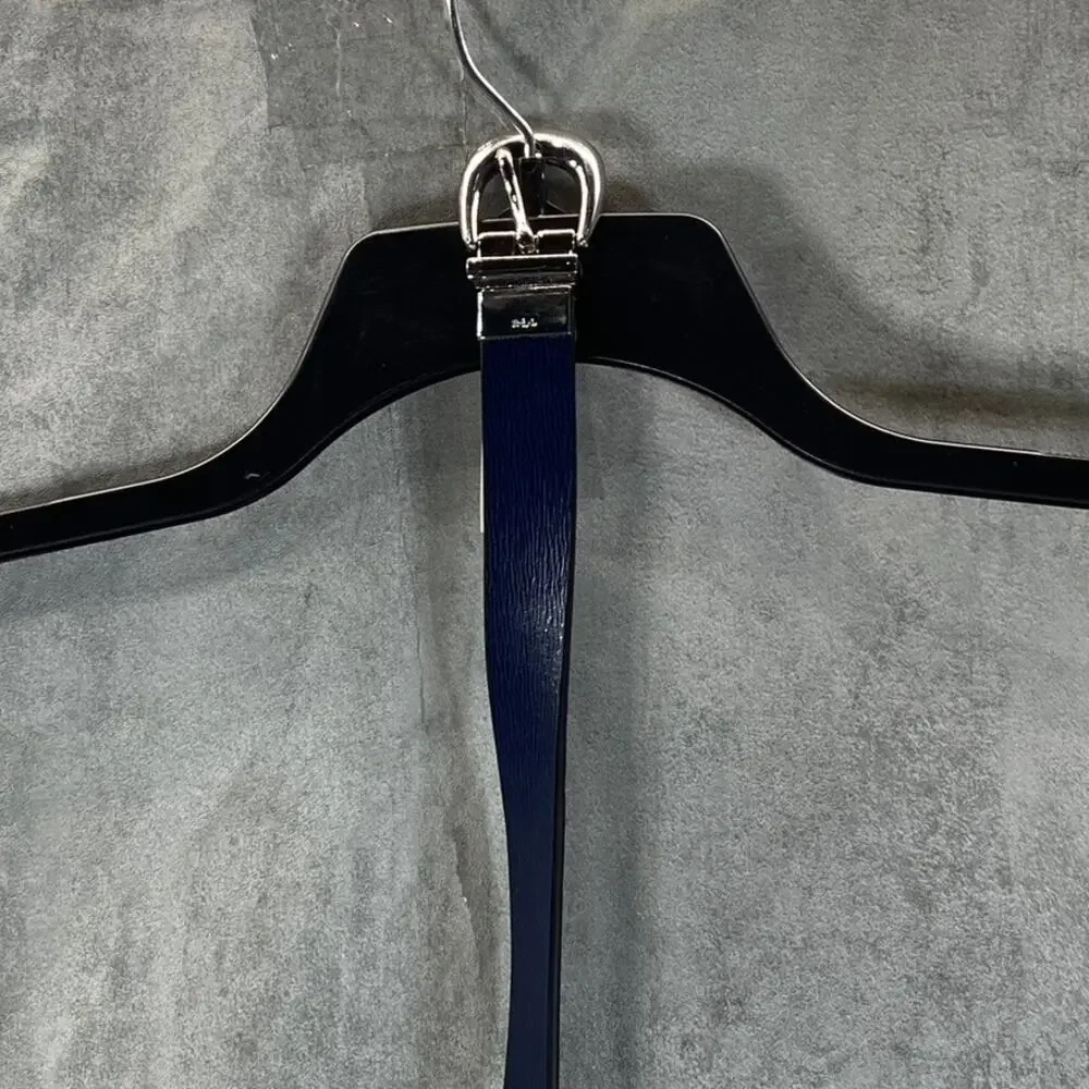 LAUREN RALPH LAUREN Women's Navy/Papay Saffiano To Smooth Reversible Belt SZ M